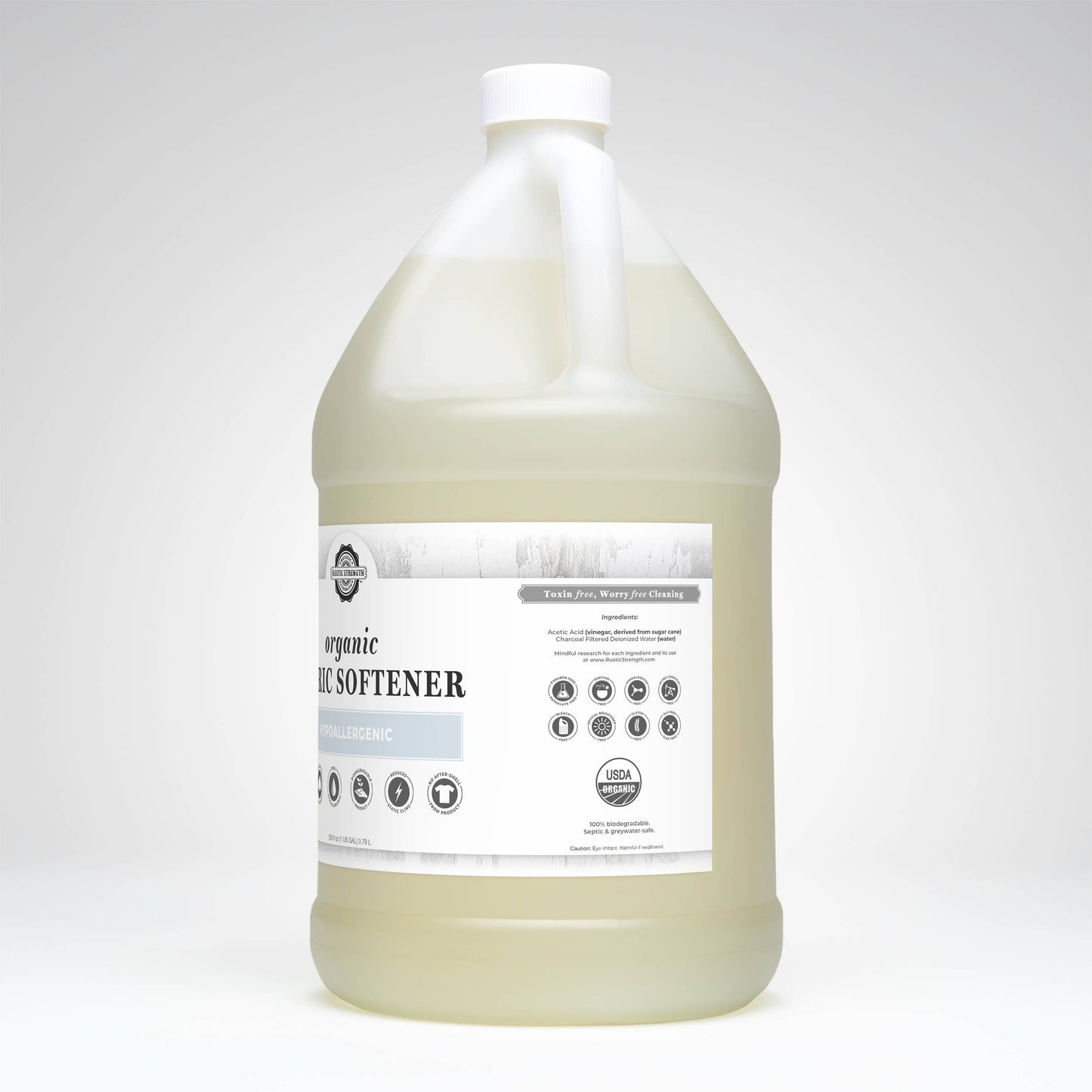 Organic Fabric Softener for Hypoallergenic Laundry Care: 4 - 1 Gallon Plastic Jugs