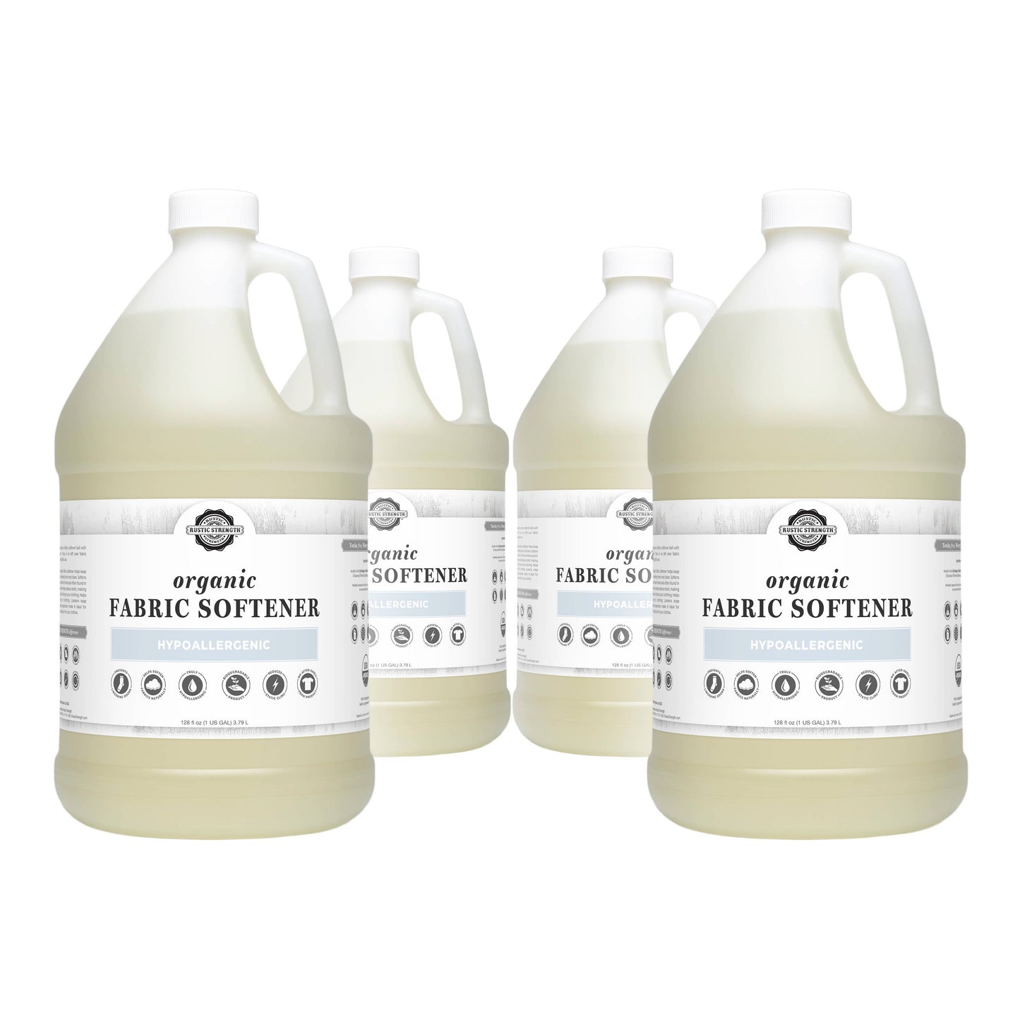 Organic Fabric Softener for Hypoallergenic Laundry Care: 4 - 1 Gallon Plastic Jugs