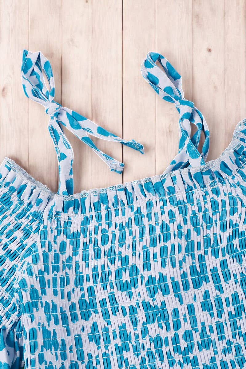 Animal printed cold shoulder top & relaxed fit shorts