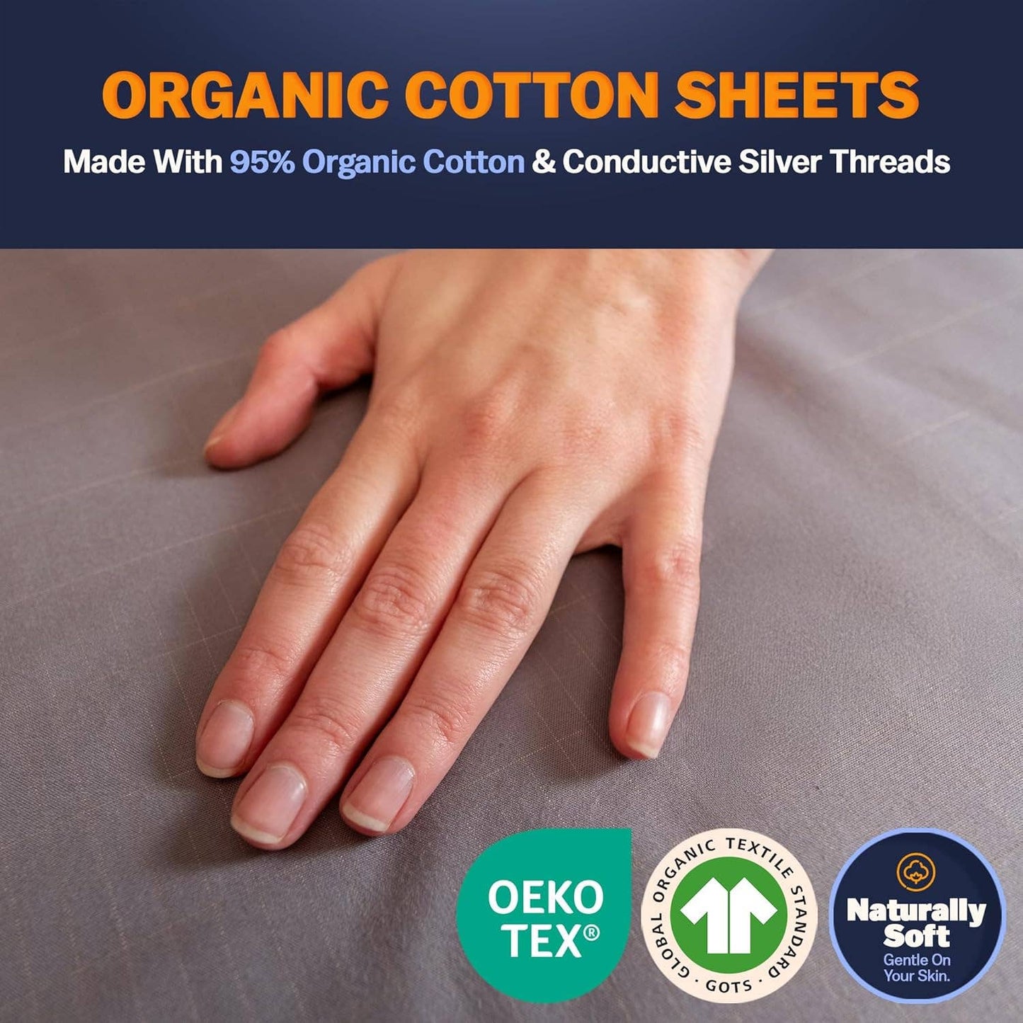 GAYA Grounding Fitted Sheets - King & Queen, Organic Cotton: King / Gray